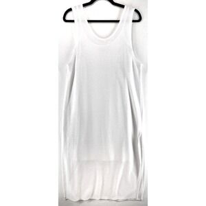 Rachel Roy White Layered Sheer Knit Maxi Dress M Minimalist Coastal Yachtrock